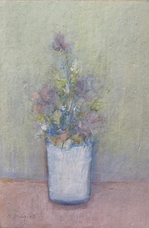 Quadro di R.  Biagiotti  Vaso di fiori  - olio tavola 